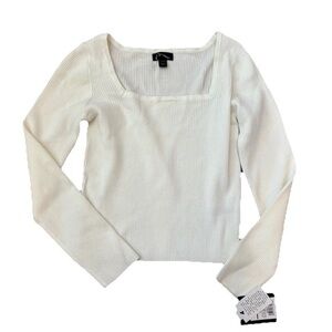 Girl's White Cream Ribbed Square Neck Sweater Art Class Size small 6/7 NEW